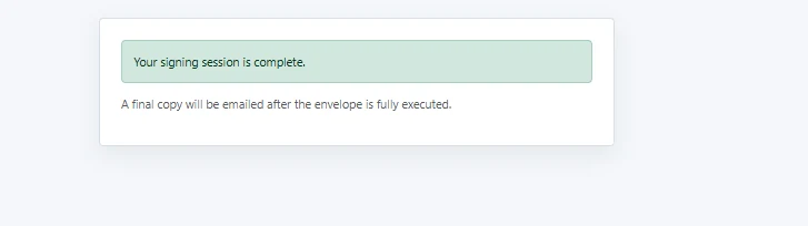 FeraSign signing completion confirmation.