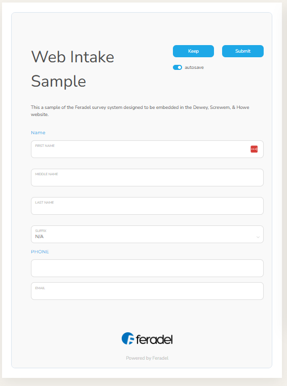 FeraSurvey responder form embedded in WordPress.