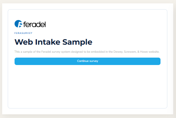 FeraSurvey introduction embedded in WordPress.